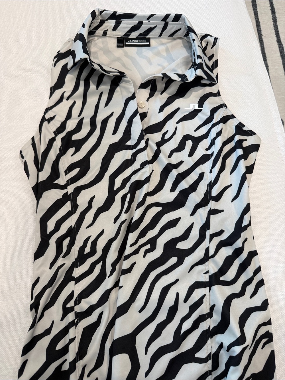 J.Lindeberg Black & White Zebra-Print Sleeveless Polo